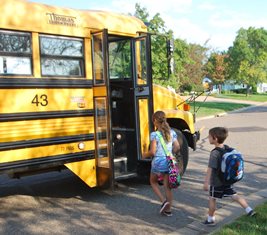Kids boarding the school bus