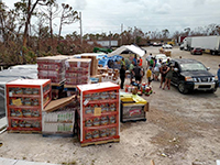 Photo of relief supplies for hurricane survivors in the Florida Keys.