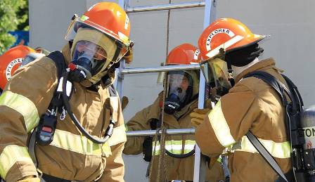 students (ages 15 to 20) who are learning about firefighting skills by competing in events