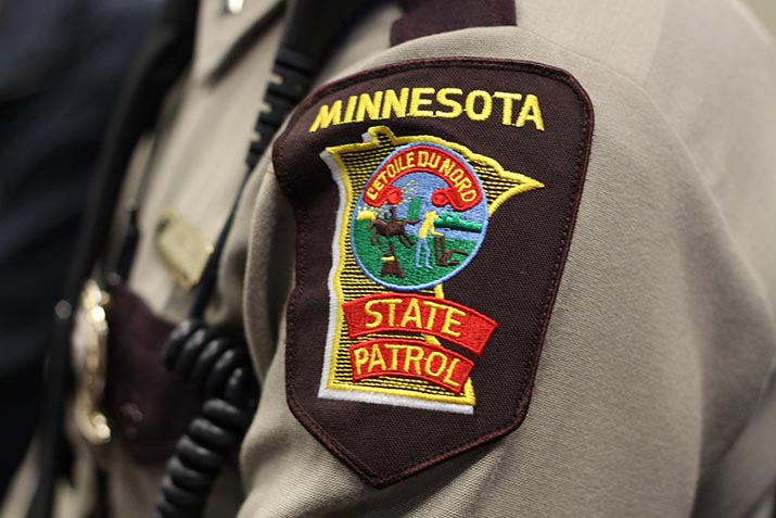 Minnesota State Patrol patch on a trooper's uniform