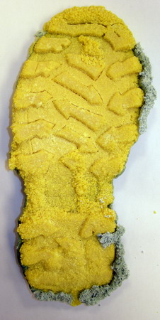 sulfur cast of shoe print