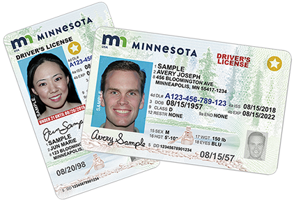 REAL ID driver's license examples in vertical and horizontal formats