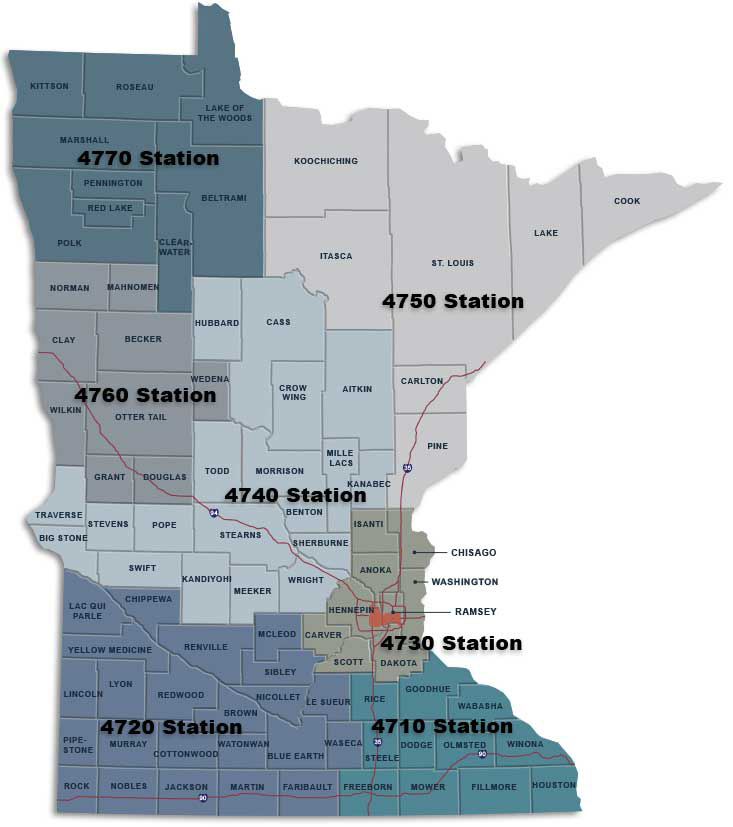 Minnesota Map of Commercial Vehicle Districts