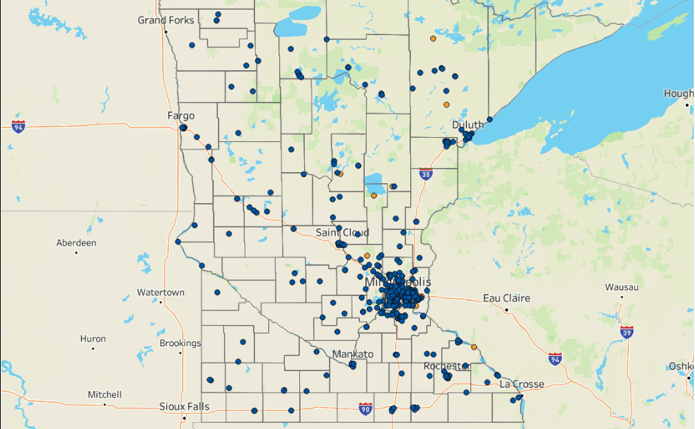 Image of the map function in the DWI Dashboard