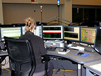 A dispatcher at a Public Safety Answering Point