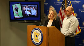 Amy and Greg LaVallee share the story of their son, Phillip, at a news conference.