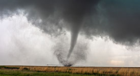 A tornado in a farm field
