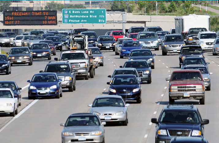 Vehicles on a multi-lane highway
