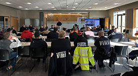 first responders sit in training class