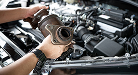 Close up on catalytic converter