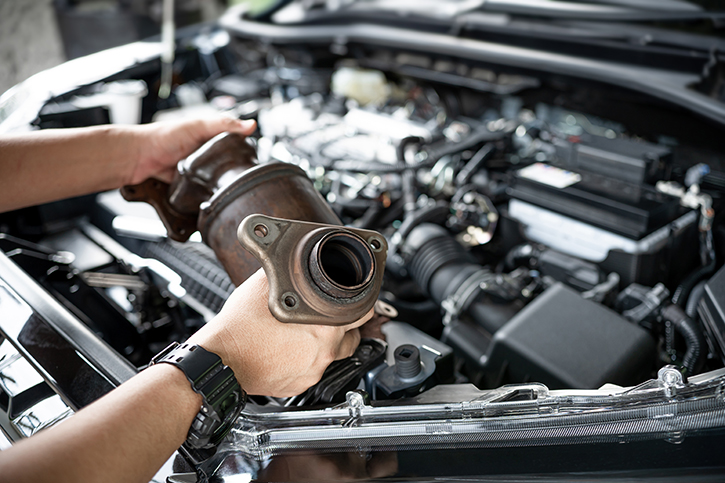 Close up on catalytic converter