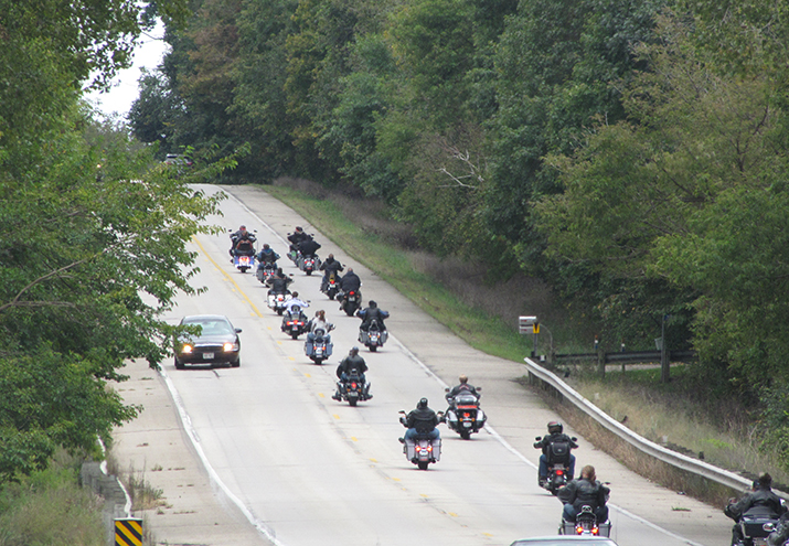 Group of motorcycles riding. 