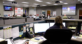 Staff working in the State Emergency Operations Center
