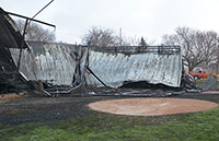 The iconic Tink Larson baseball field in Waseca after an arsonist burned it down in April of 2016.
