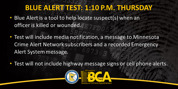 Blue Alert Test: 1:10 p.m. Thursday