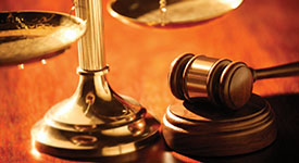 Justice scales and a gavel