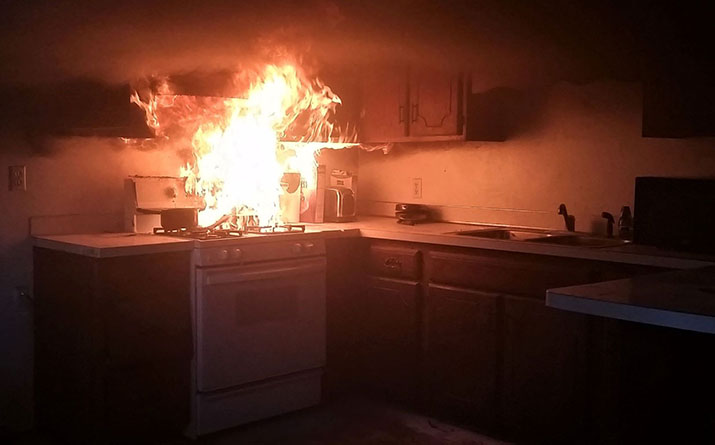 A stovetop fire