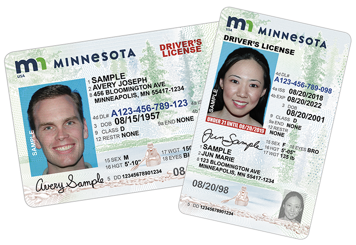 Minnesota driver's licenses in horizontal and vertical orientations