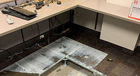 The SEOC floor torn up after a sewer pipe broke