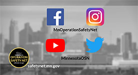 Operation Safety Net social media channel logos, safetynet.mn.gov URL