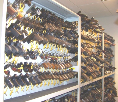 A shelf in the BCA's Firearms Reference Collection