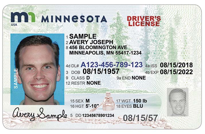 Newly designed standard Minnesota driver's license
