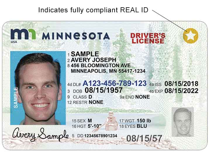 Newly design Minnesota driver's license with REAL ID star marking