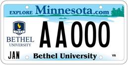 Bethel University License Plate Image