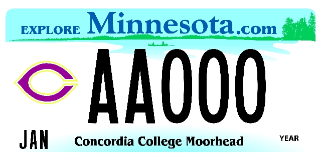 Concordia College (Moorhead) License Plate Image