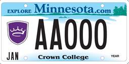 Crown College License Plate Image