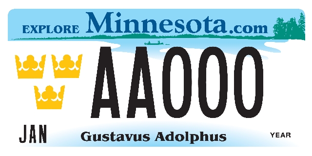 Gustavus Adolphus College License Plate Image