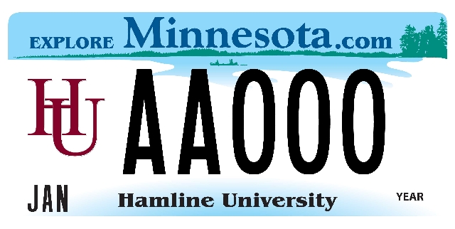 Hamline University License Plate Image