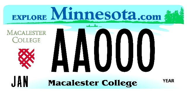 Macalester University License Plate Image