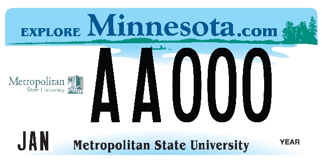 Metropolitan State University License Plate Image