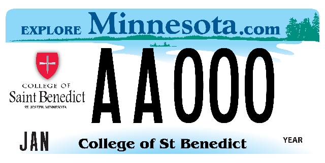 College of Saint Benedict License Plate Image