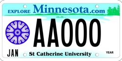 Saint Catherine's University License Plate Image