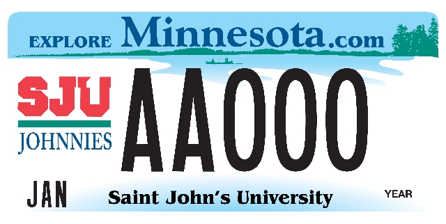 Saint John's University License Plate Image