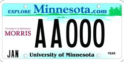 University of Minnesota (Morris) License Plate Image