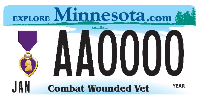 Combat Wounded Vet (Purple Heart) License Plate Image