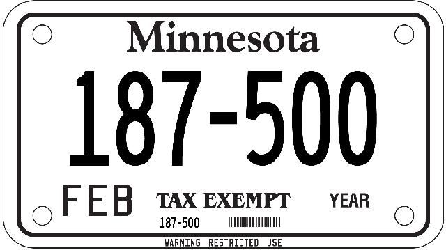 Local Tax Exempt Vehicle License Plate Image