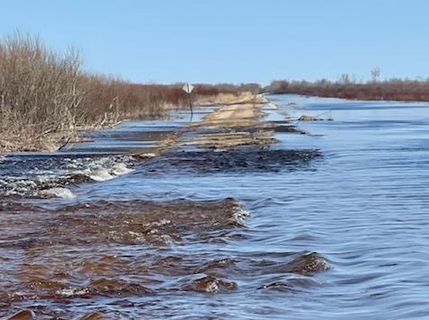 Image of a flooded road in NW MN in 2022