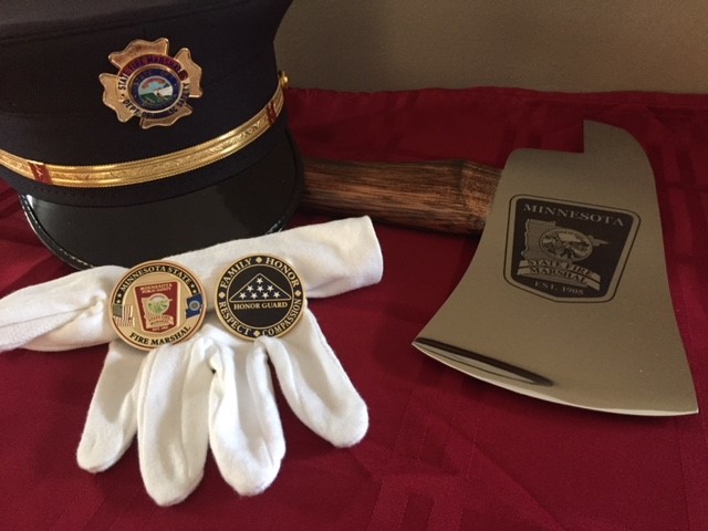 Photo of honor guard hat and ax