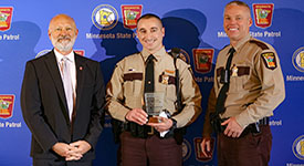  Trooper of the Year Nick Diederich with Commissioner and Colonel