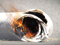 A dryer vent on fire