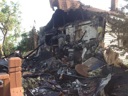 Damage from fire a home in Paynesville, Minn.
