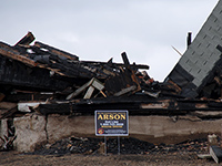 A building damaged by arson