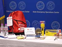 Emergency kit items on a table