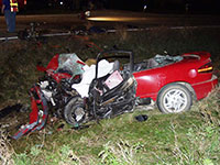 Photo of a car crash scene.