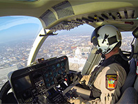 A State Patrol pilot flies over St. Paul