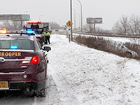 Photo of a car crash scene in winter
